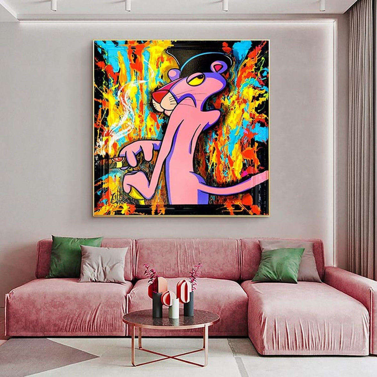 Pink Panther Wall Art: Unique Smoking Decor-ChandeliersDecor.com