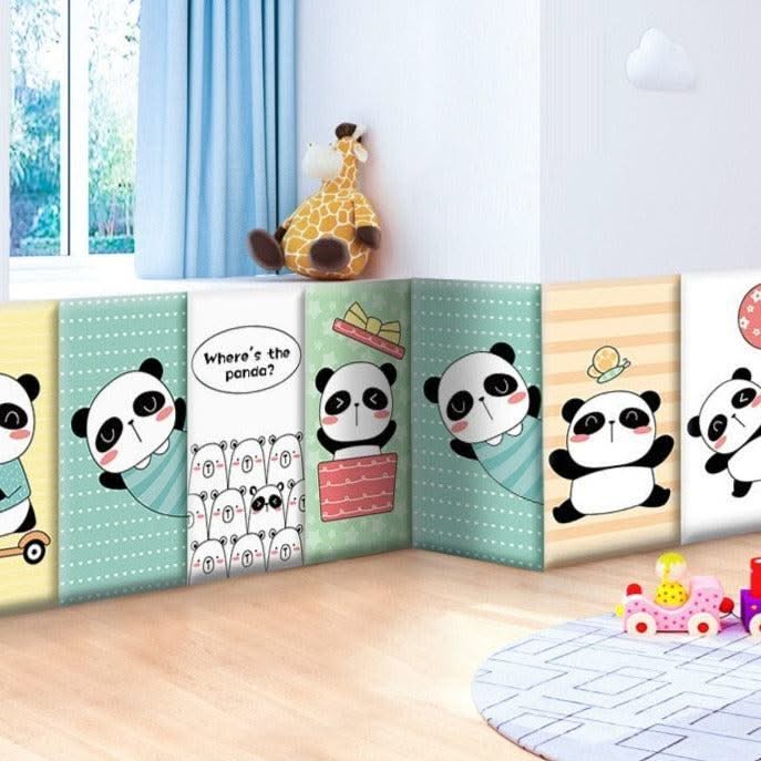 ChandeliersDecor.com-Padded Walls-Playful Jungle Pandas Kids Wall Padded Safety Cushions