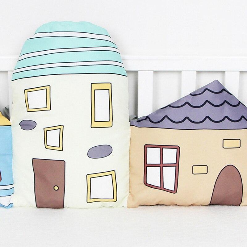 ChandeliersDecor.com-Crib Bumper-Plush Baby Bed Bumper House Theme | Baby Bedding Set Accessories | Infant Crib Bumpers