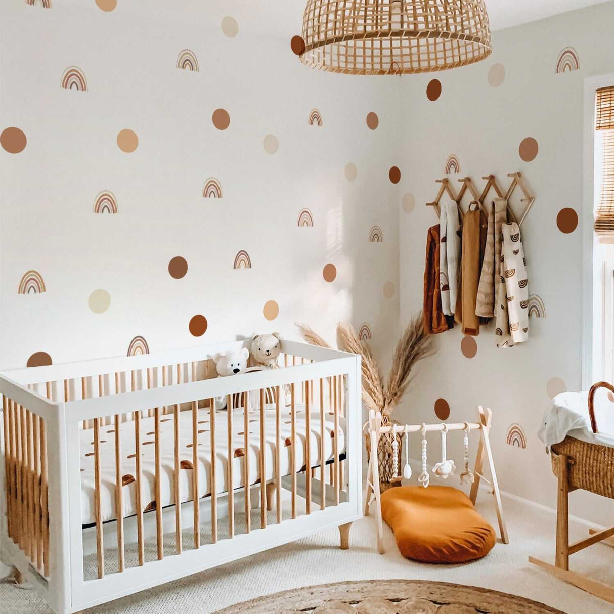 ChandeliersDecor.com-Kids Nursery Bohemian Wall Decals-Polka Dot Boho Rainbow Wall Decal: Stylish Décor