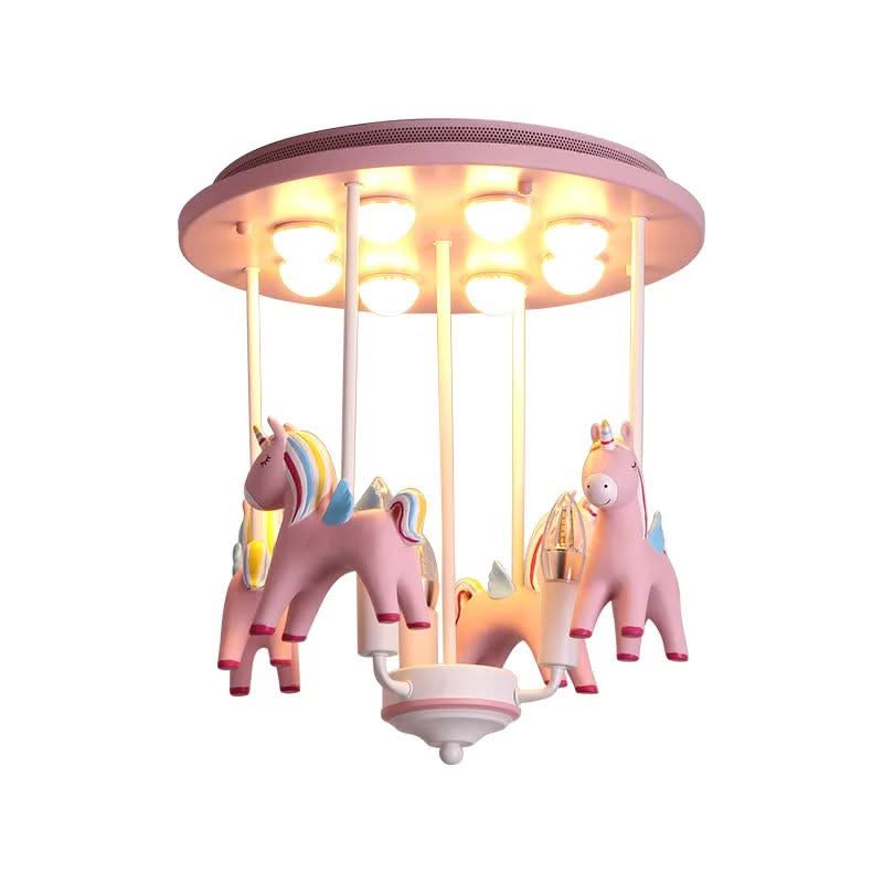 ChandeliersDecor.com-Kids Room Nursery Lighting-Pony Merry Go Round Pink Ceiling Light