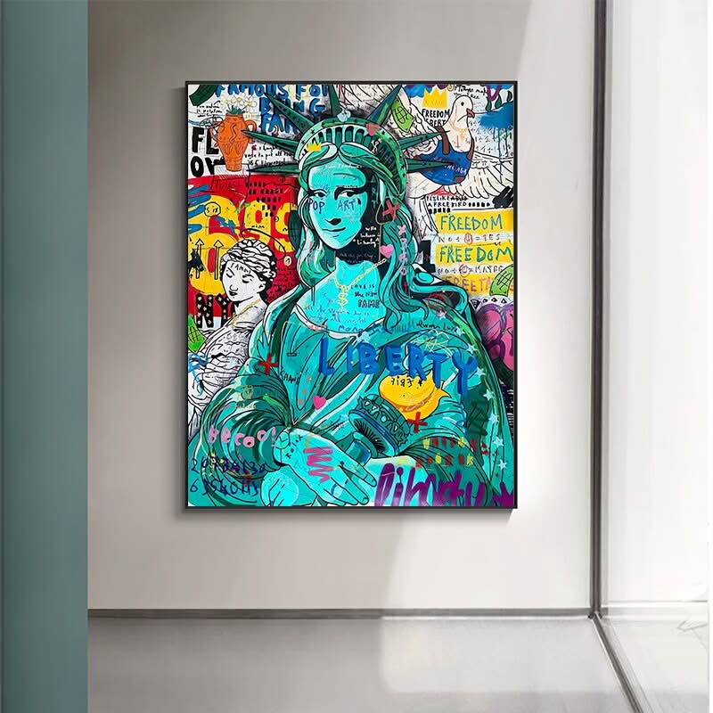 Pop Graffiti Art Statue Of Liberty Canvas Wall Art-ChandeliersDecor.com