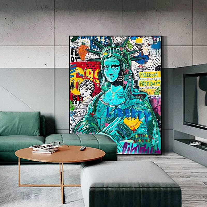 Pop Graffiti Art Statue Of Liberty Canvas Wall Art-ChandeliersDecor.com