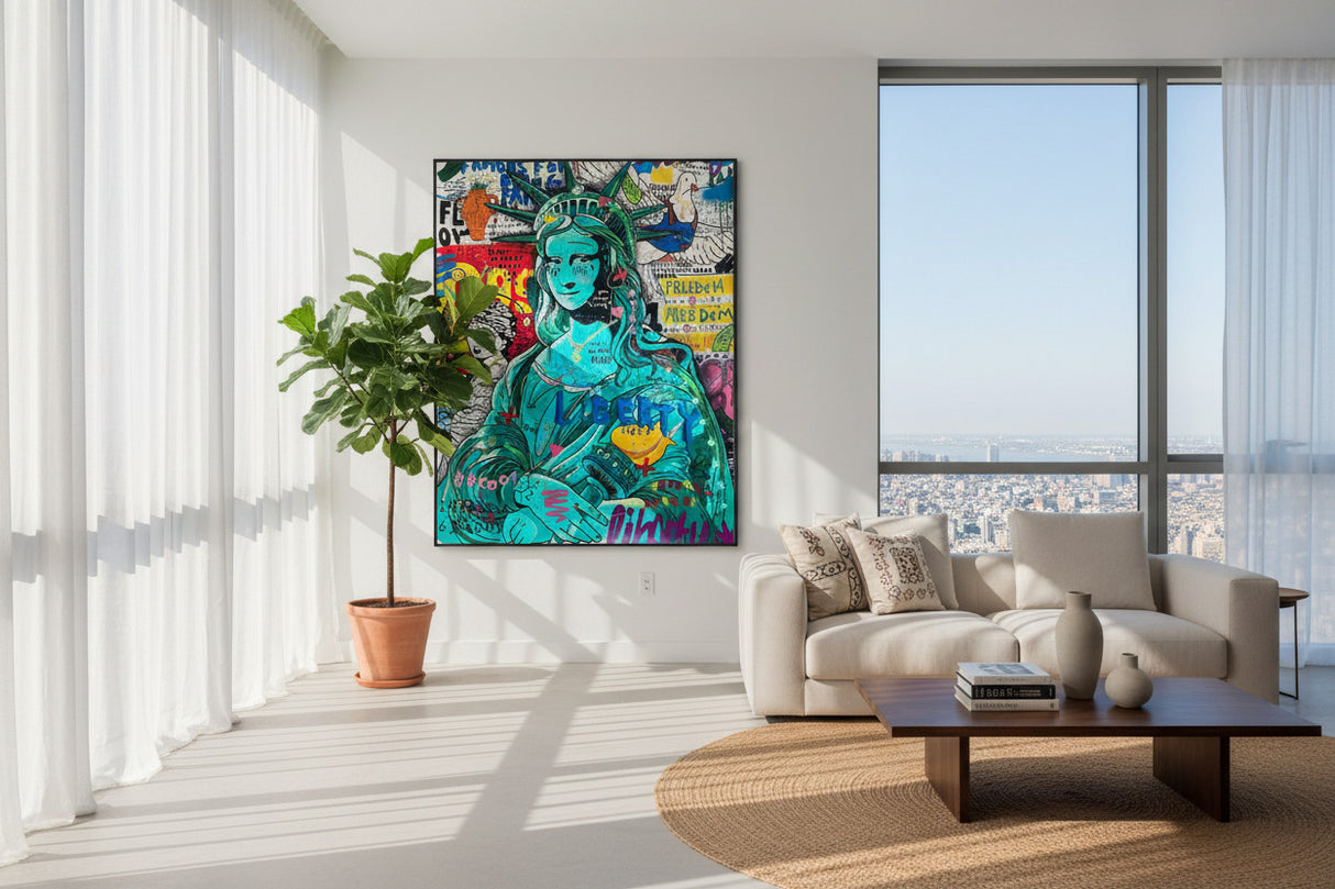 Pop Graffiti Art Statue Of Liberty Canvas Wall Art-ChandeliersDecor.com