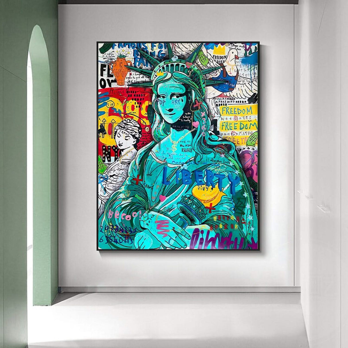 Pop Graffiti Art Statue Of Liberty Canvas Wall Art-ChandeliersDecor.com