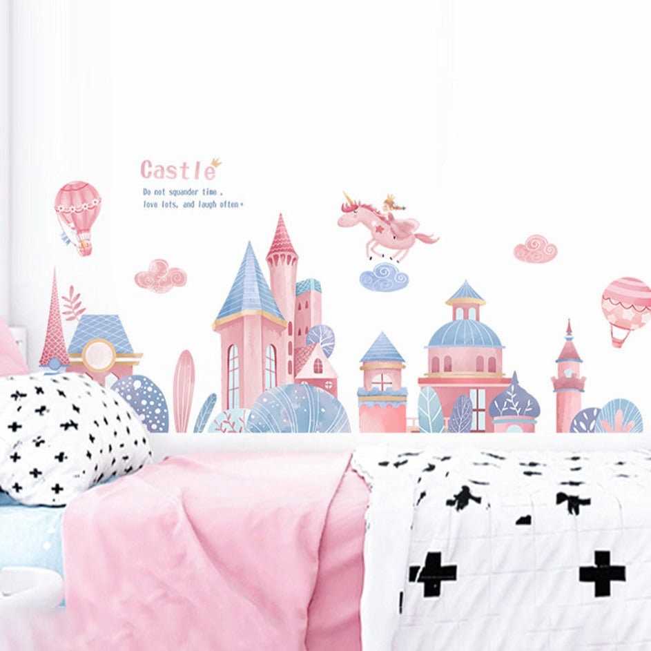 ChandeliersDecor.com-Princess Castle Wall Sticker | Girls Room Wall Decal | Castle Wall Decal
