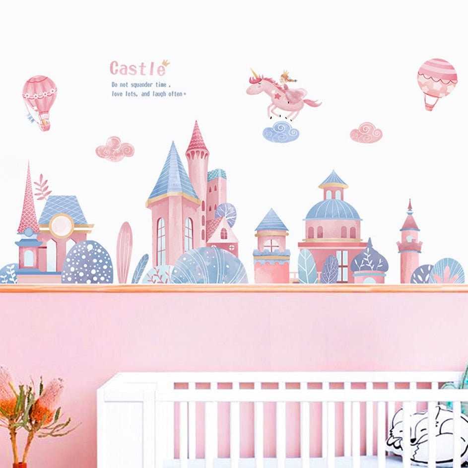 ChandeliersDecor.com-Princess Castle Wall Sticker | Girls Room Wall Decal | Castle Wall Decal