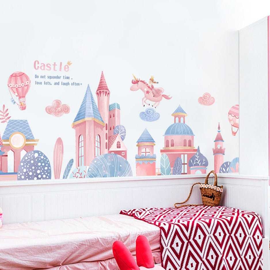 ChandeliersDecor.com-Princess Castle Wall Sticker | Girls Room Wall Decal | Castle Wall Decal