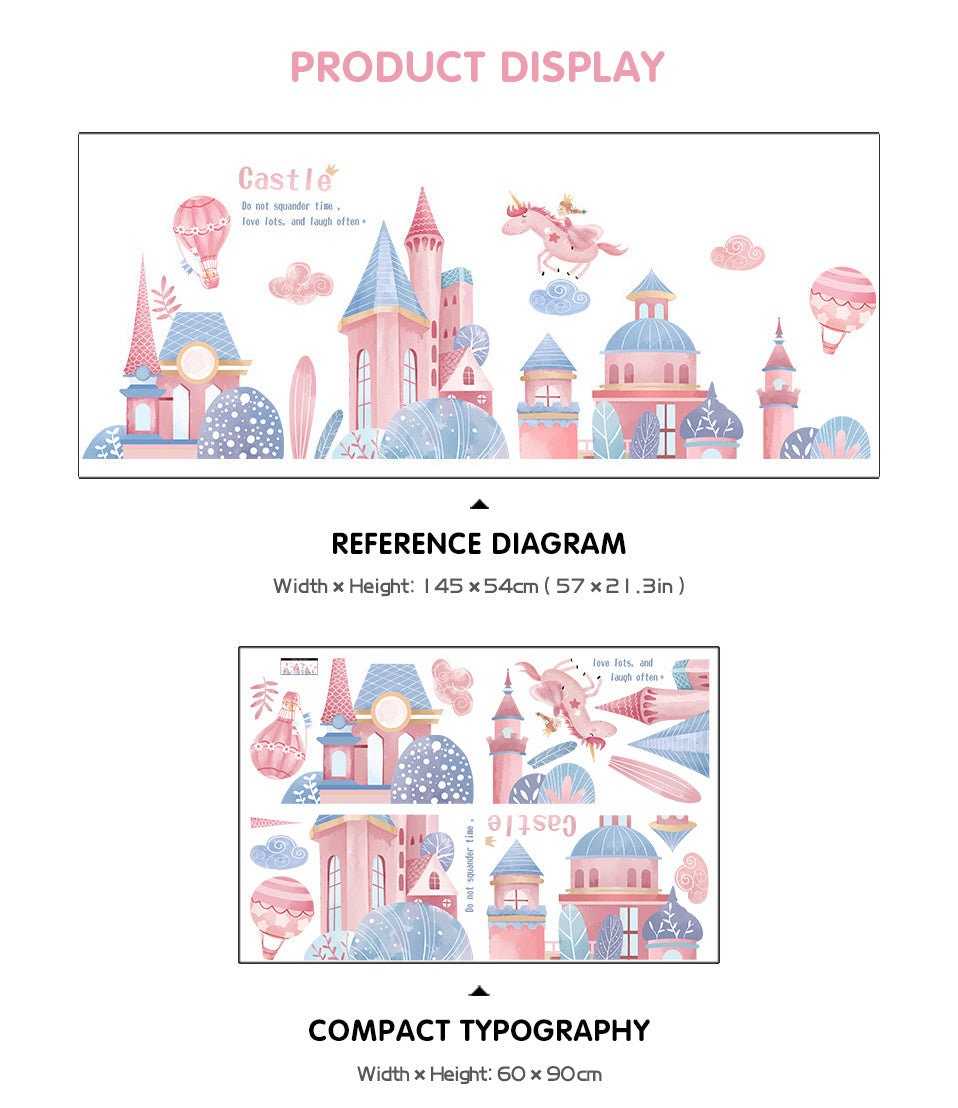 ChandeliersDecor.com-Princess Castle Wall Sticker | Girls Room Wall Decal | Castle Wall Decal