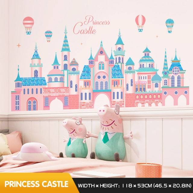 ChandeliersDecor.com-Princess Castle Wall Sticker | Girls Room Wall Decal | Castle Wall Decal