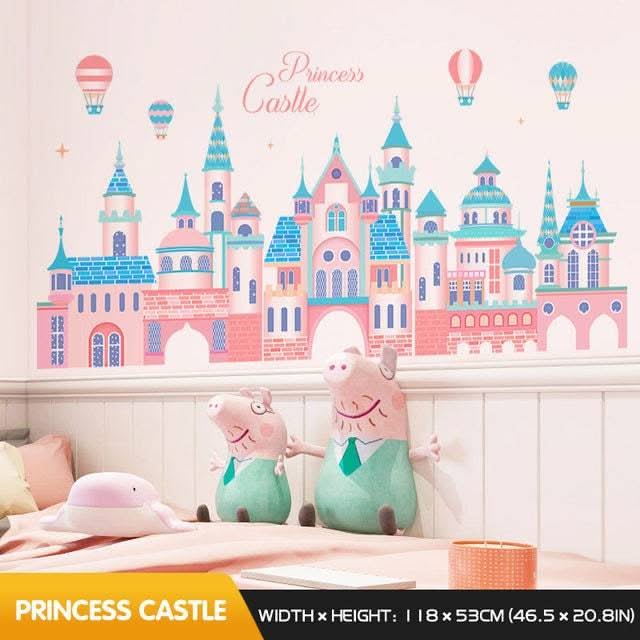 ChandeliersDecor.com-Princess Castle Wall Sticker | Girls Room Wall Decal | Castle Wall Decal