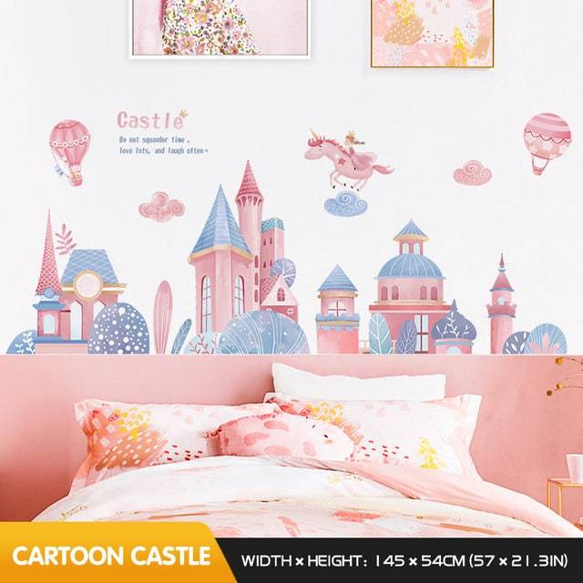 ChandeliersDecor.com-Princess Castle Wall Sticker | Girls Room Wall Decal | Castle Wall Decal