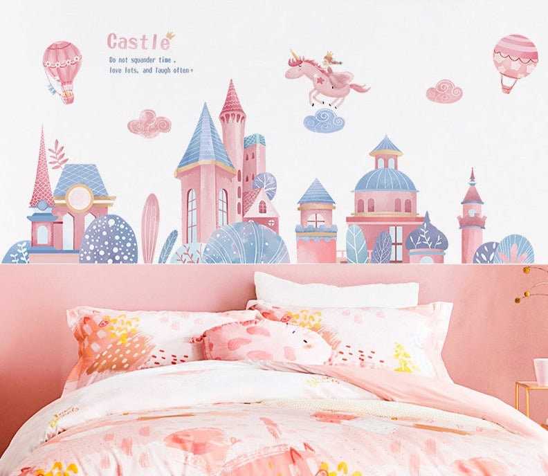 ChandeliersDecor.com-Princess Castle Wall Sticker | Girls Room Wall Decal | Castle Wall Decal