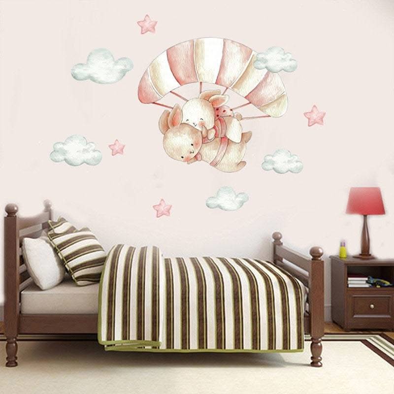 ChandeliersDecor.com-Home Decor Decals-Rabbit on Air Balloon Wall Decal: Nursery Decor