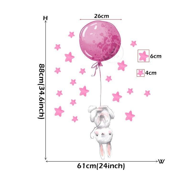 ChandeliersDecor.com-Rabbit with Balloons Wall Decal: Playful Design