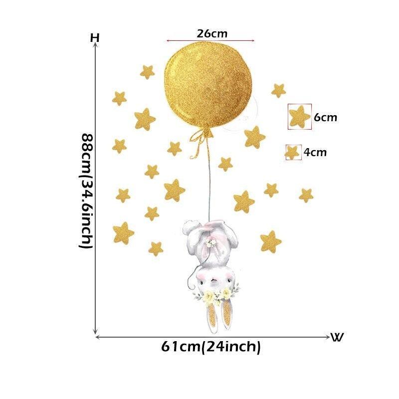 ChandeliersDecor.com-Rabbit with Balloons Wall Decal: Playful Design