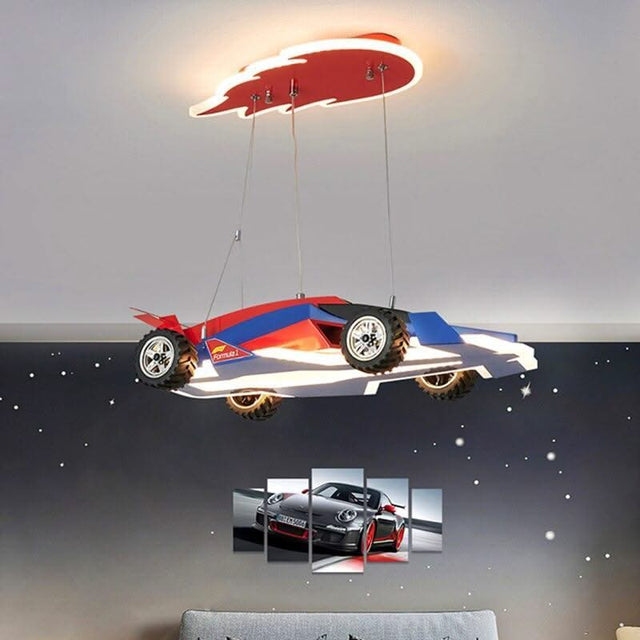ChandeliersDecor.com-Kids Room Nursery Lighting-Racing Car Hanging Light - Art Deco Lighting for Kids Room