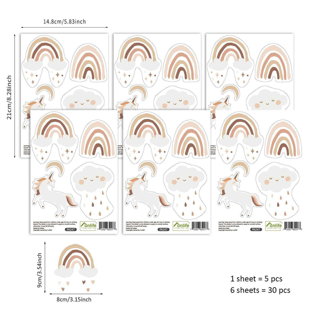 ChandeliersDecor.com-Kids Nursery Bohemian Wall Decals-Rain Clouds Rainbow Wall Decal: Vibrant and Beautiful