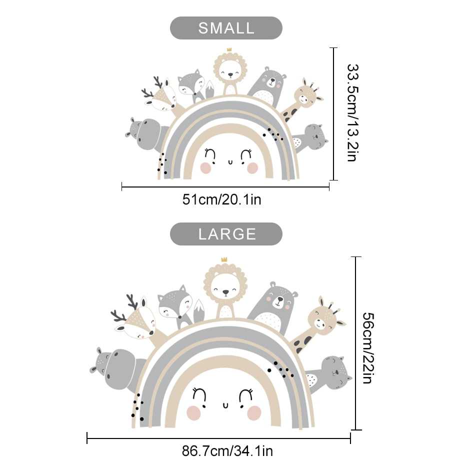 ChandeliersDecor.com-Rainbow Animals Wall Decal – Vibrant and Playful Designs