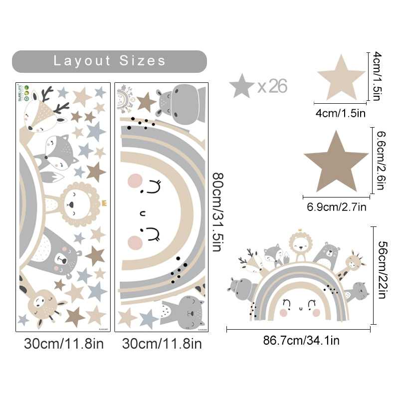 ChandeliersDecor.com-Rainbow Animals Wall Decal – Vibrant and Playful Designs