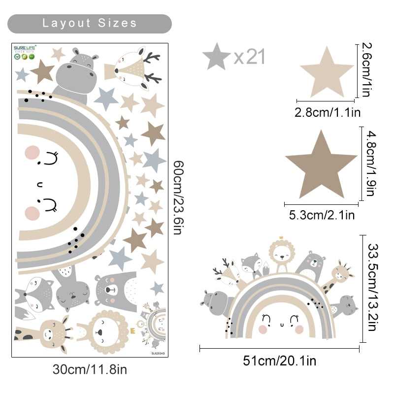 ChandeliersDecor.com-Rainbow Animals Wall Decal – Vibrant and Playful Designs