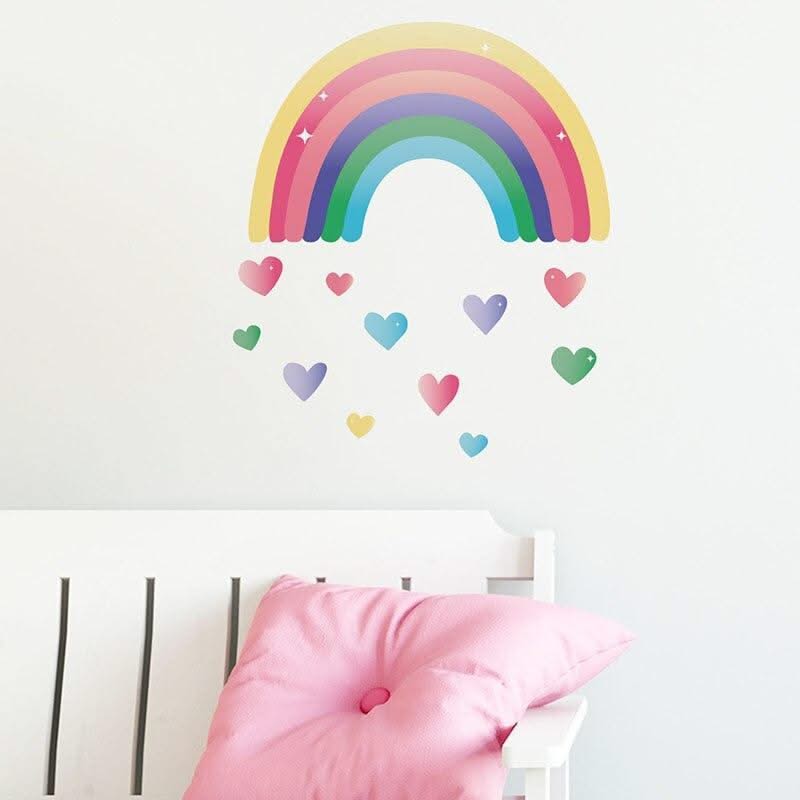 ChandeliersDecor.com-Rainbow Love Heart Wall Stickers for Baby Room