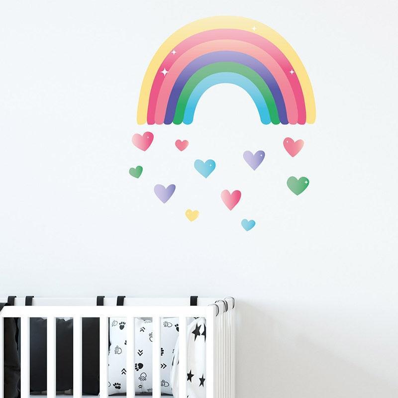ChandeliersDecor.com-Rainbow Love Heart Wall Stickers for Baby Room
