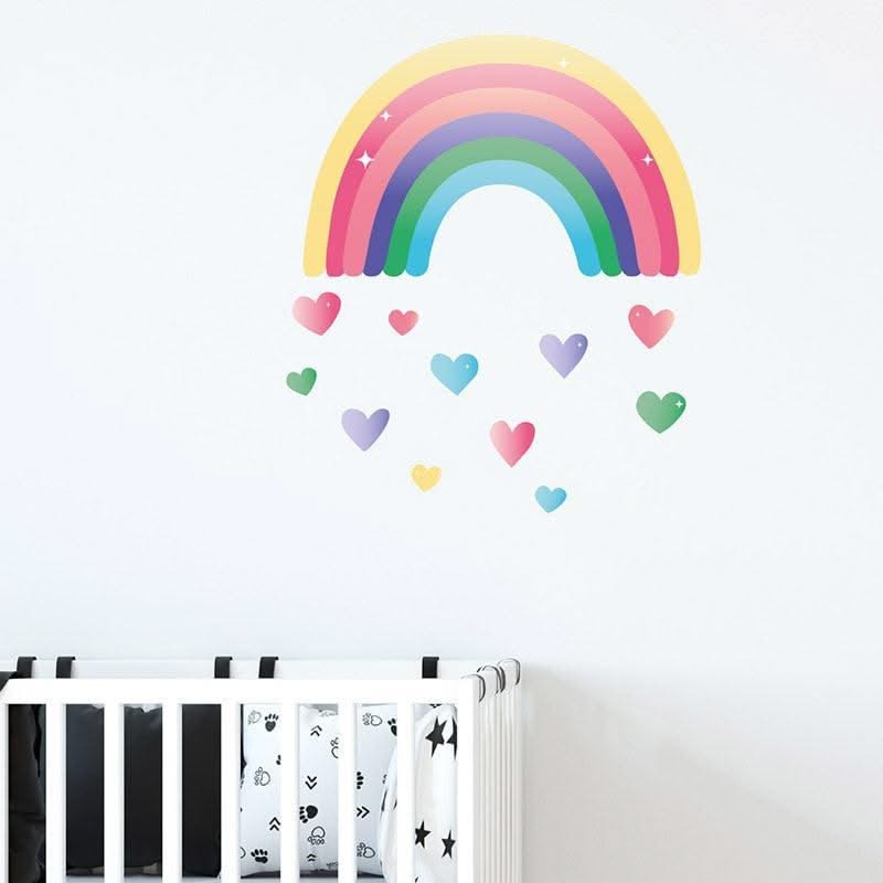 ChandeliersDecor.com-Rainbow Love Heart Wall Stickers for Baby Room