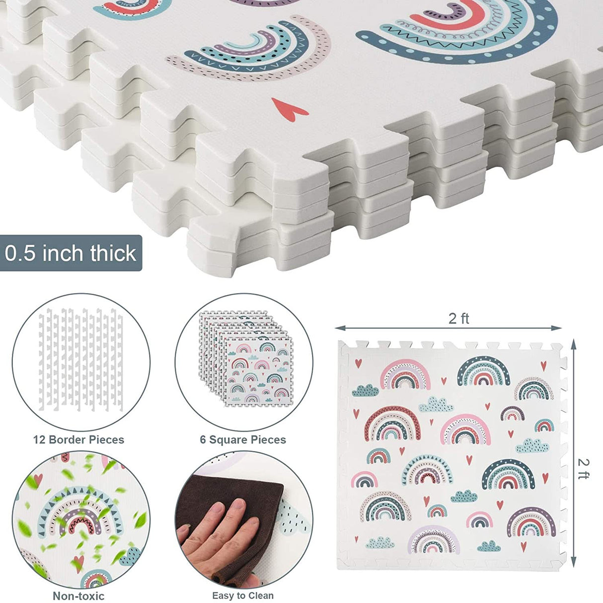 ChandeliersDecor.com-Play Mats-Rainbow Play Mat Non-Toxic Creative Baby Play Mat Tiles