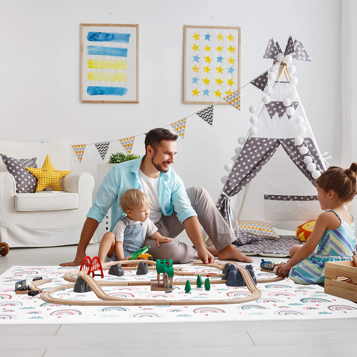 ChandeliersDecor.com-Play Mats-Rainbow Play Mat Non-Toxic Creative Baby Play Mat Tiles