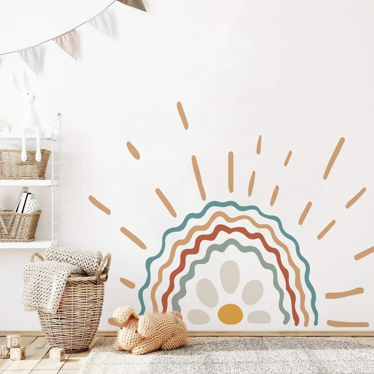 ChandeliersDecor.com-Kids Room Nursery Decals-Rainbow Sun Pattern Wall Stickers