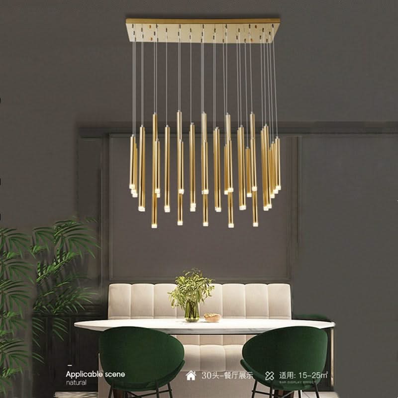 Rectangle LED Restaurant Chandelier - Modern Golden Hanging Lamp-ChandeliersDecor.com