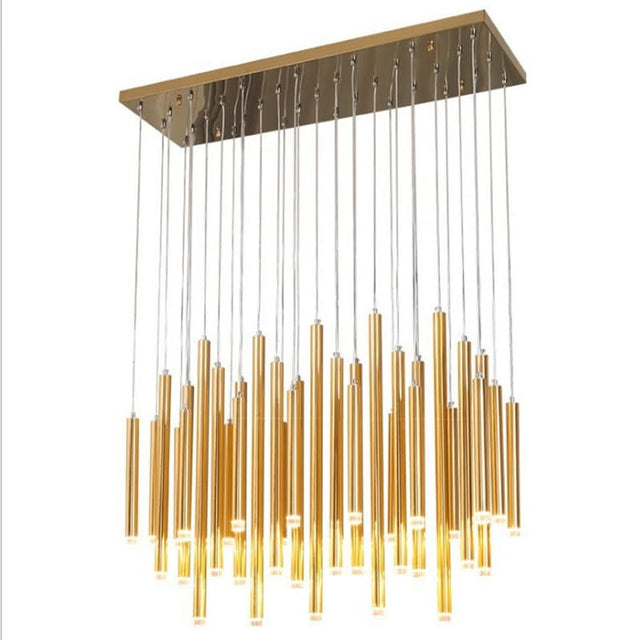 Rectangle LED Restaurant Chandelier - Modern Golden Hanging Lamp-ChandeliersDecor.com