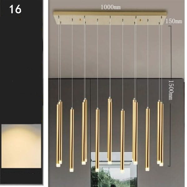Rectangle LED Restaurant Chandelier - Modern Golden Hanging Lamp-ChandeliersDecor.com