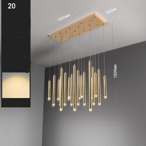 Rectangle LED Restaurant Chandelier - Modern Golden Hanging Lamp-ChandeliersDecor.com
