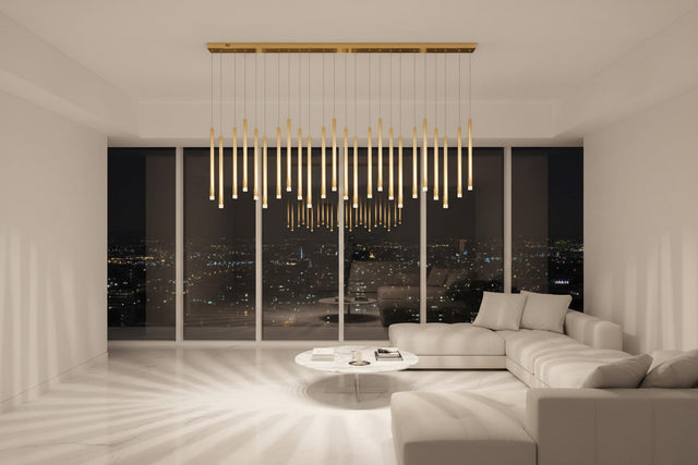 Rectangle LED Restaurant Chandelier - Modern Golden Hanging Lamp-ChandeliersDecor.com