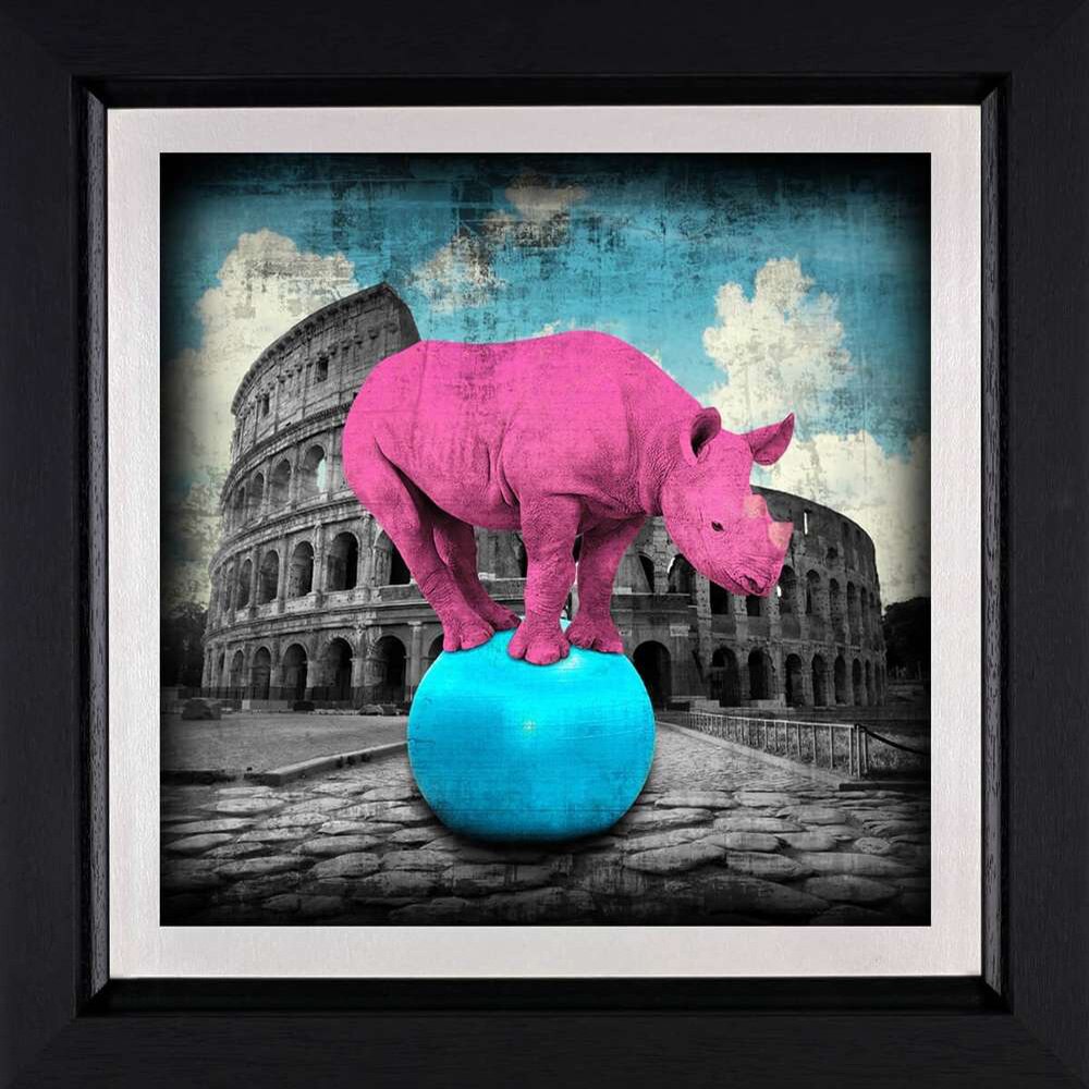 ChandeliersDecor.com-Wall Posters-Red Animals Elephant Pink Rhino Canvas Wall Art