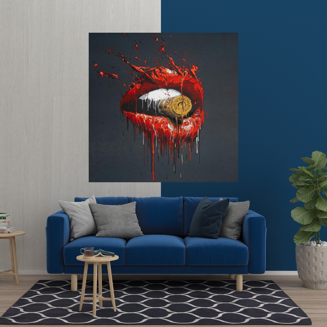 ChandeliersDecor.com-Wall Posters-Red Lips Bullet Art Canvas – Abstract Wall Décor
