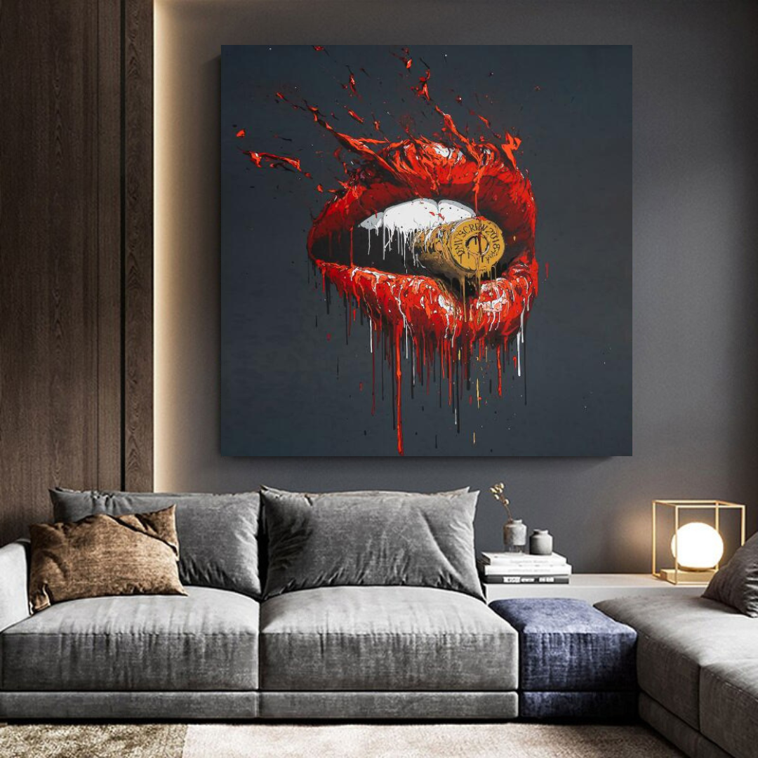 ChandeliersDecor.com-Wall Posters-Red Lips Bullet Art Canvas – Abstract Wall Décor