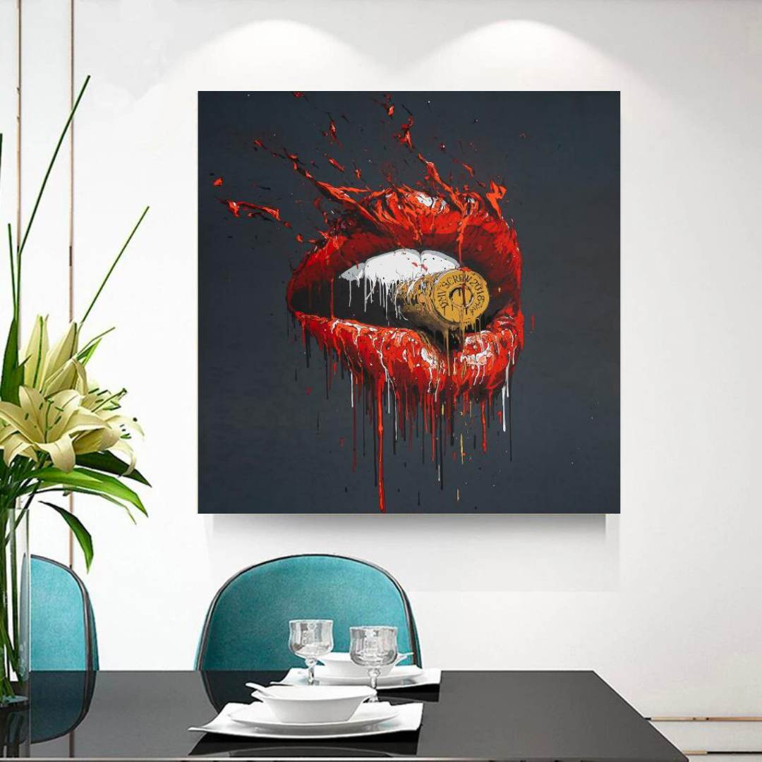 ChandeliersDecor.com-Wall Posters-Red Lips Bullet Art Canvas – Abstract Wall Décor
