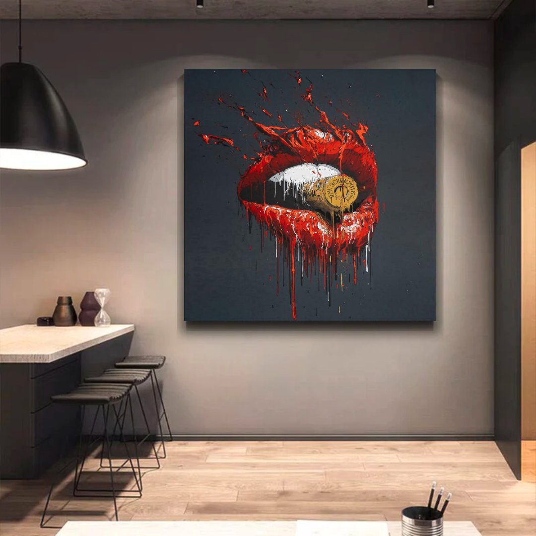 ChandeliersDecor.com-Wall Posters-Red Lips Bullet Art Canvas – Abstract Wall Décor