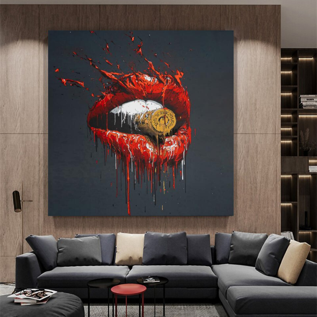 ChandeliersDecor.com-Wall Posters-Red Lips Bullet Art Canvas – Abstract Wall Décor