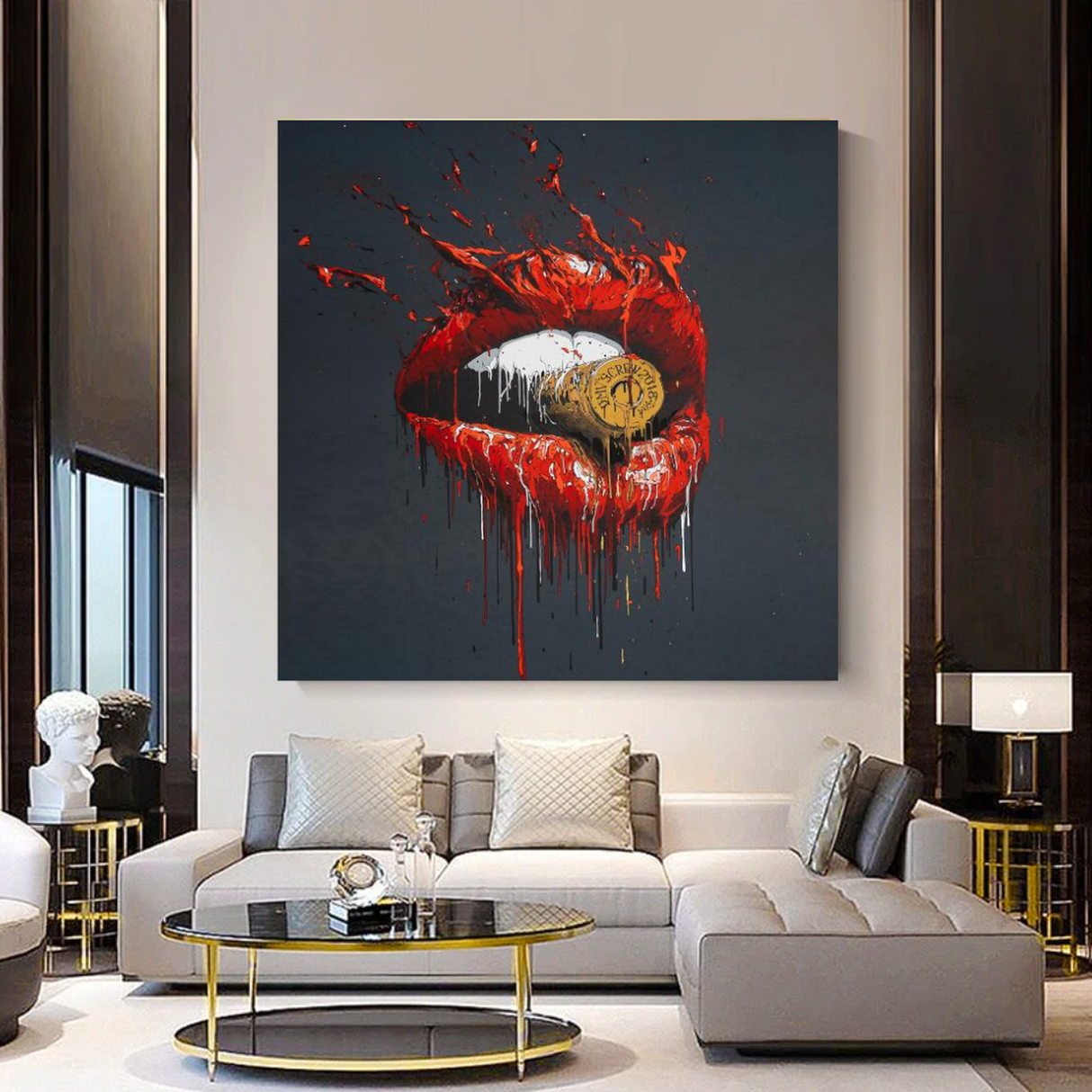 ChandeliersDecor.com-Wall Posters-Red Lips Bullet Art Canvas – Abstract Wall Décor