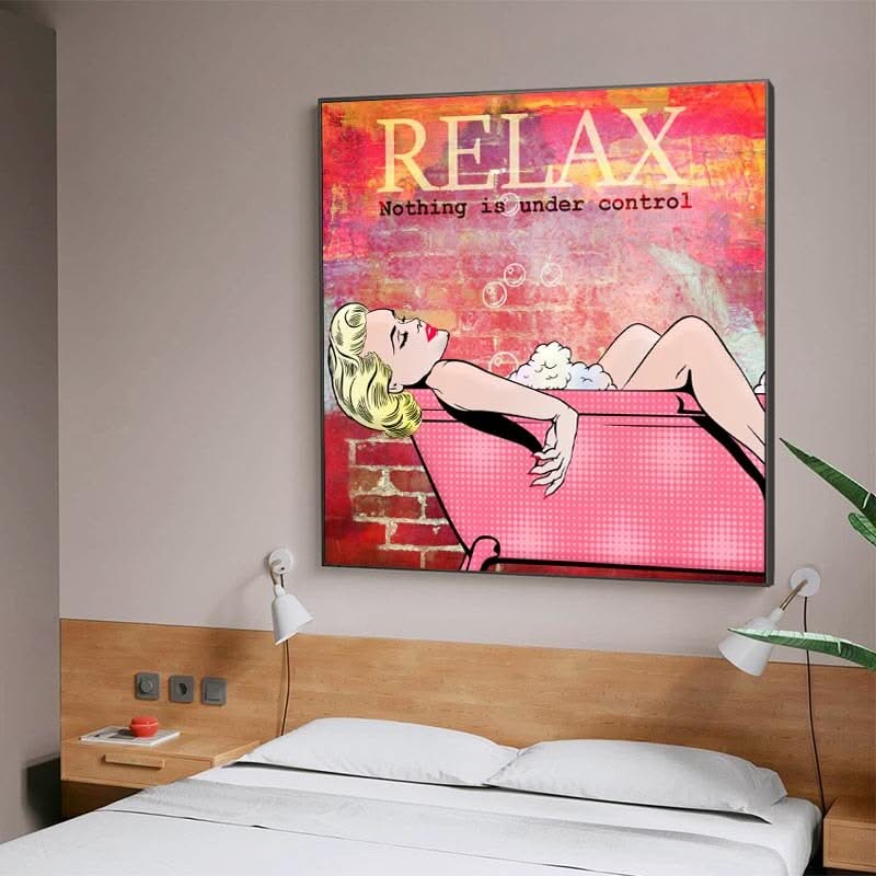 Relax Woman Bathing Print Poster on Canvas - Home Decor Wall Art-ChandeliersDecor.com