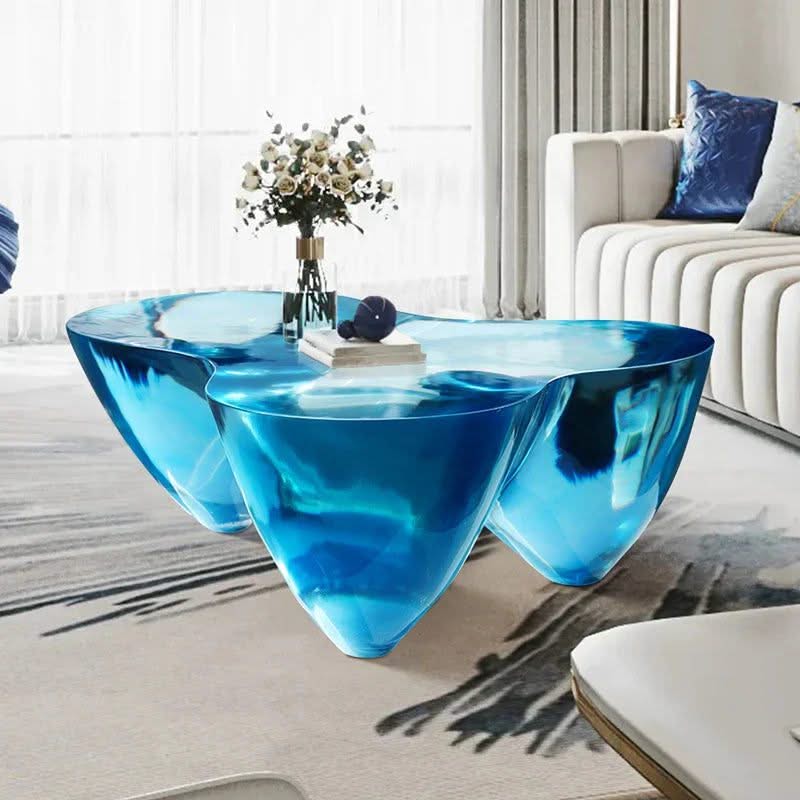 Resin Figurine Glass Coffee Table-ChandeliersDecor.com