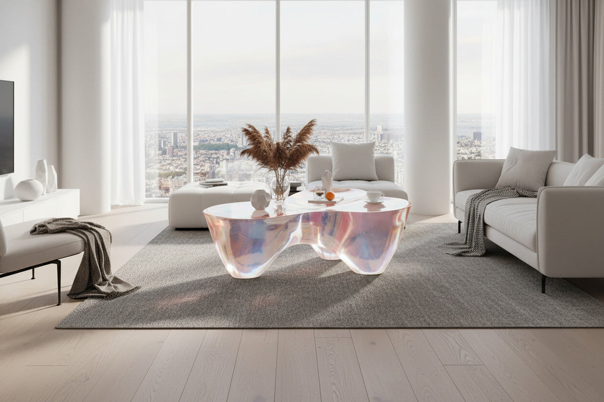 Resin Figurine Glass Coffee Table-ChandeliersDecor.com