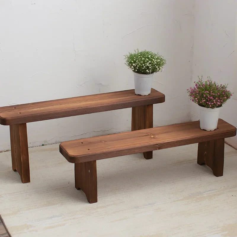 Retro Solid Oak Wood Shoe Long Bench-ChandeliersDecor.com