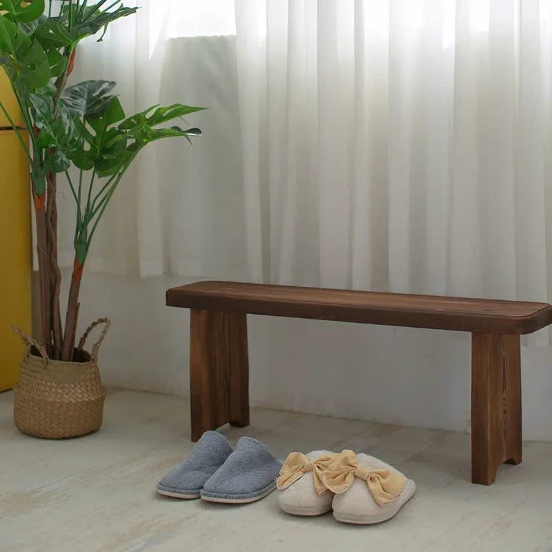 Retro Solid Oak Wood Shoe Long Bench-ChandeliersDecor.com