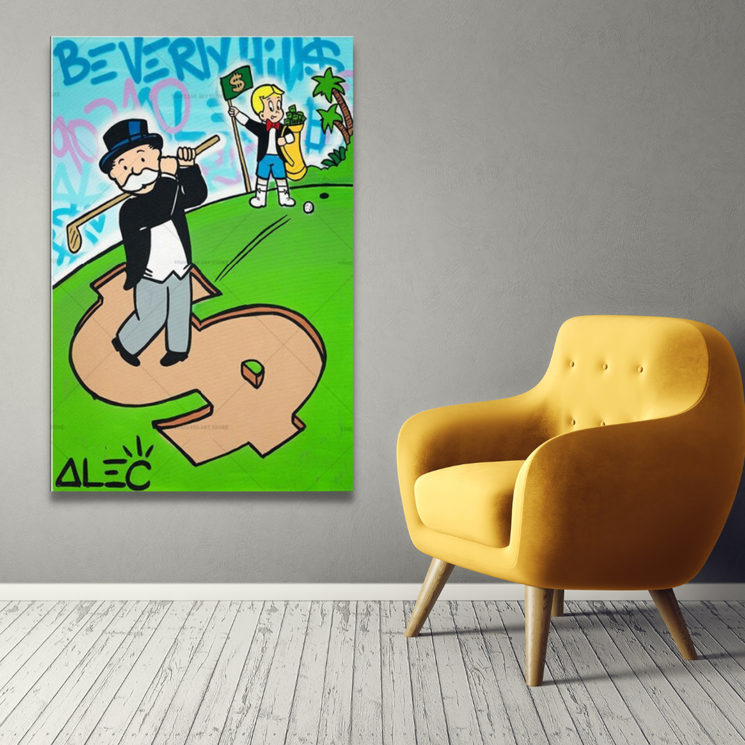 ChandeliersDecor.com-Monopoly Wall Poster-Richie Rich Monopoly Millionaire at Beverly Hills Canvas Wall Art