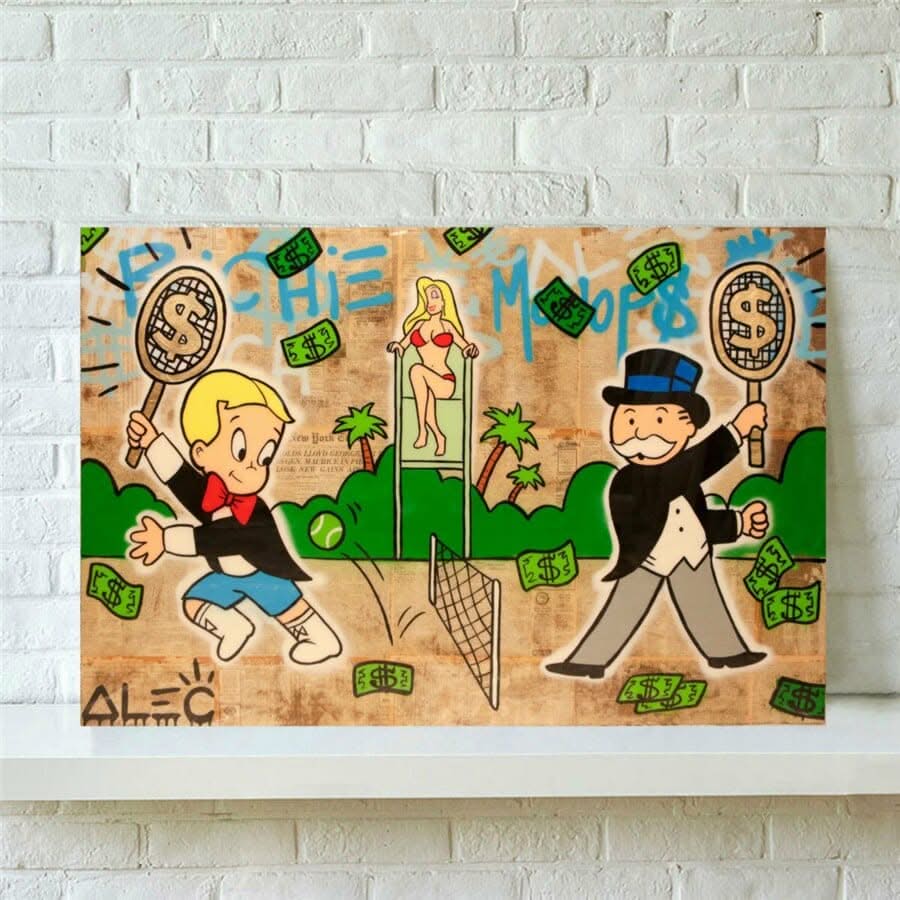 Richie Rich Tennis Alec Monopoly Canvas Print-ChandeliersDecor.com